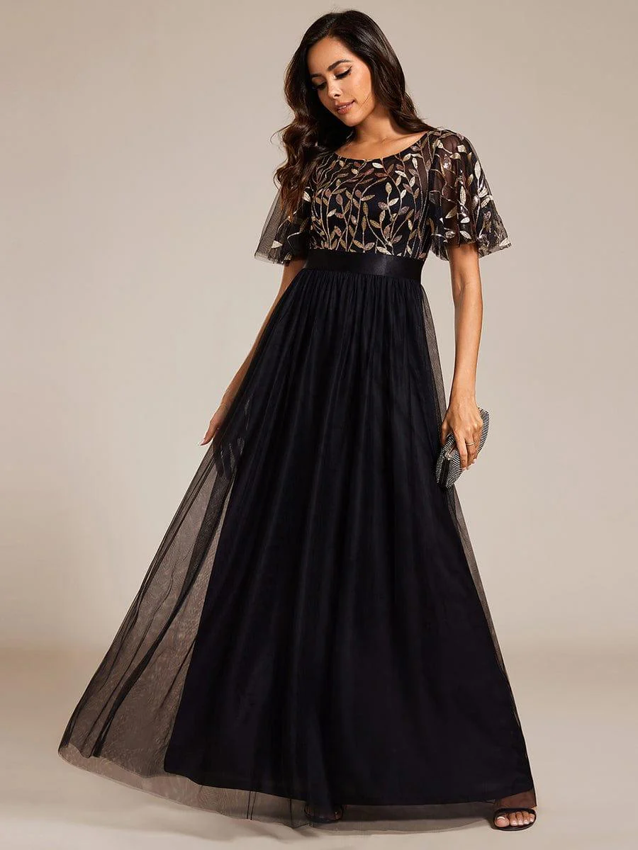 ever SAPHIR|Women's A-Line Short Sleeve Embroidery Floor Length Wedding Guest Dresses - Image 154