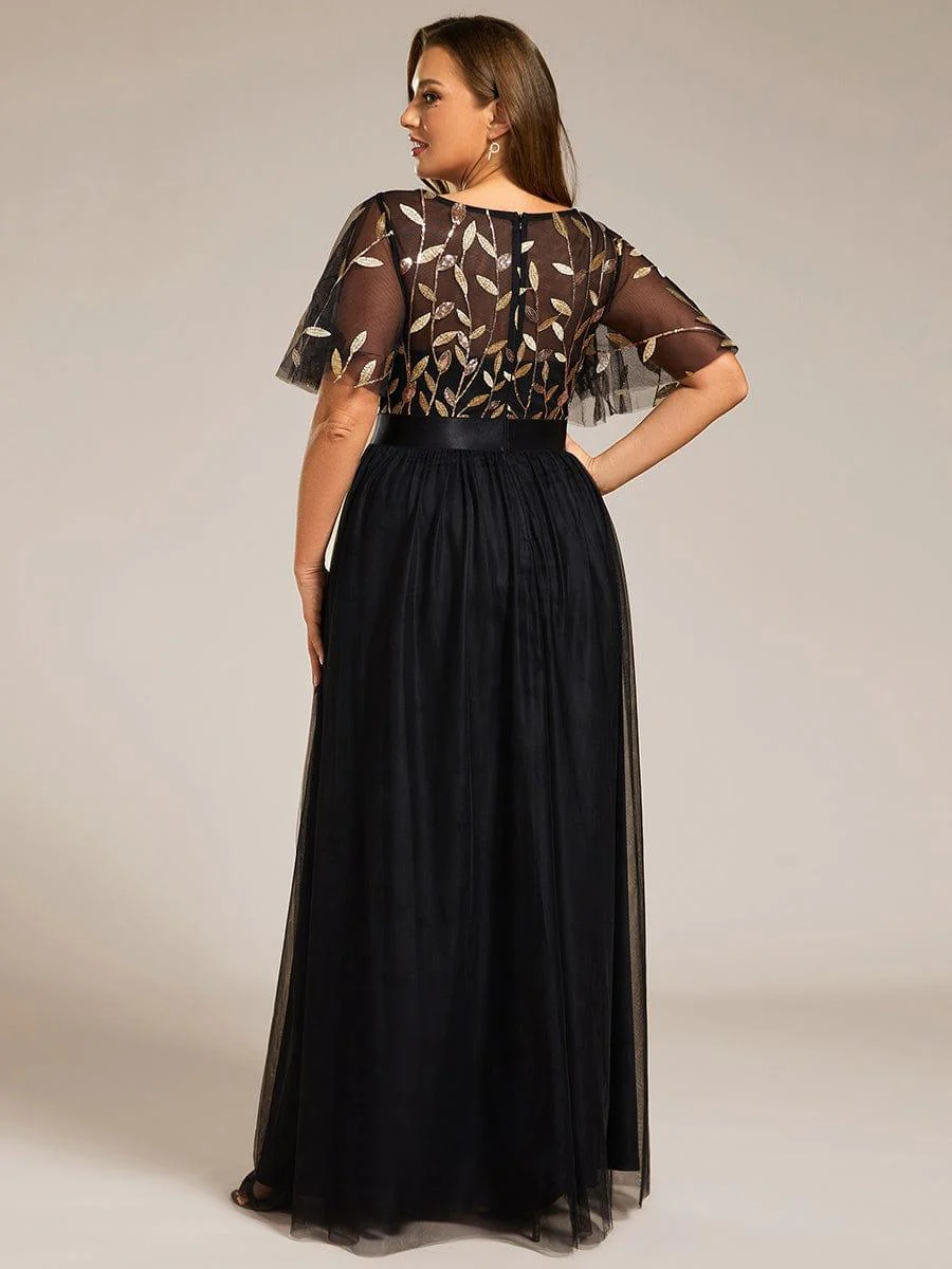 ever SAPHIR|Women's A-Line Short Sleeve Embroidery Floor Length Wedding Guest Dresses - Image 156