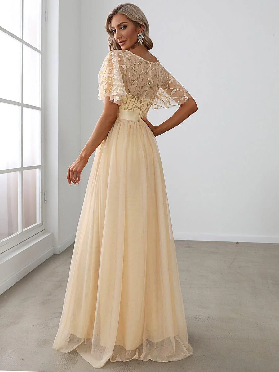 ever SAPHIR|Women's A-Line Short Sleeve Embroidery Floor Length Wedding Guest Dresses - Image 16