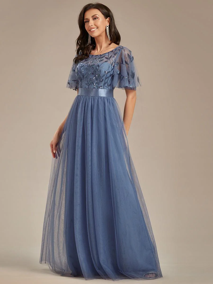ever SAPHIR|Women's A-Line Short Sleeve Embroidery Floor Length Wedding Guest Dresses - Image 17