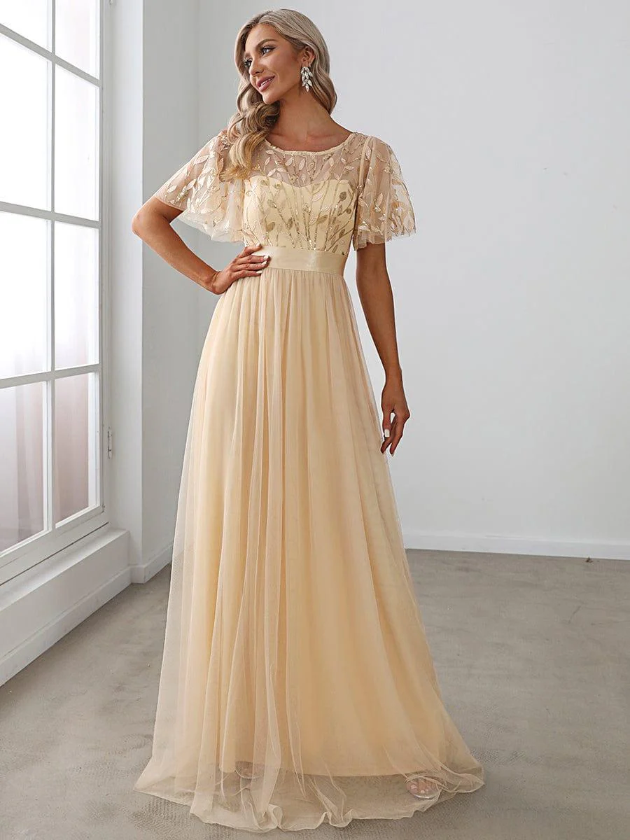 ever SAPHIR|Women's A-Line Short Sleeve Embroidery Floor Length Wedding Guest Dresses - Image 19