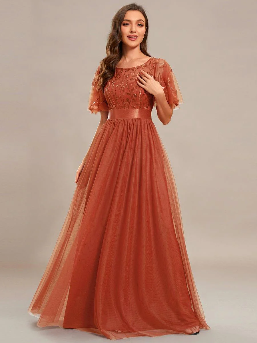 ever SAPHIR|Women's A-Line Short Sleeve Embroidery Floor Length Evening Dresses - Image 36