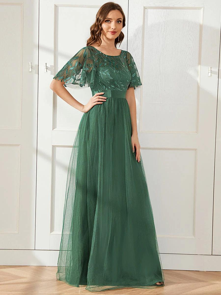 ever SAPHIR|Women's A-Line Short Sleeve Embroidery Floor Length Wedding Guest Dresses - Image 165