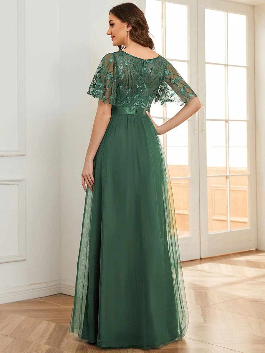 ever SAPHIR|Women's A-Line Short Sleeve Embroidery Floor Length Wedding Guest Dresses - Image 164