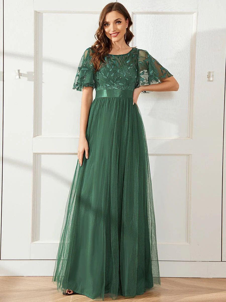 ever SAPHIR|Women's A-Line Short Sleeve Embroidery Floor Length Wedding Guest Dresses - Image 166