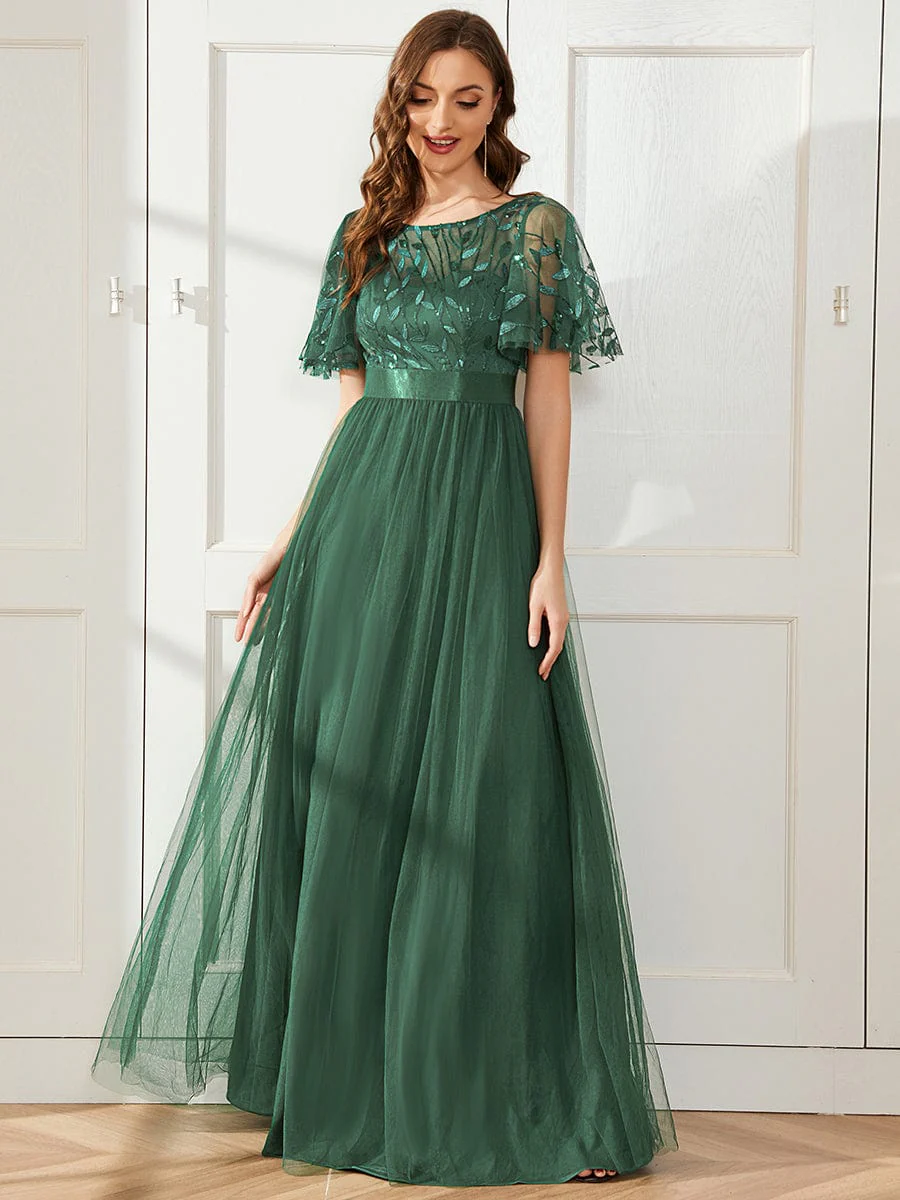 ever SAPHIR|Women's A-Line Short Sleeve Embroidery Floor Length Wedding Guest Dresses - Image 168