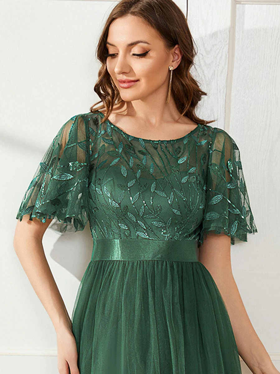 ever SAPHIR|Women's A-Line Short Sleeve Embroidery Floor Length Wedding Guest Dresses - Image 169