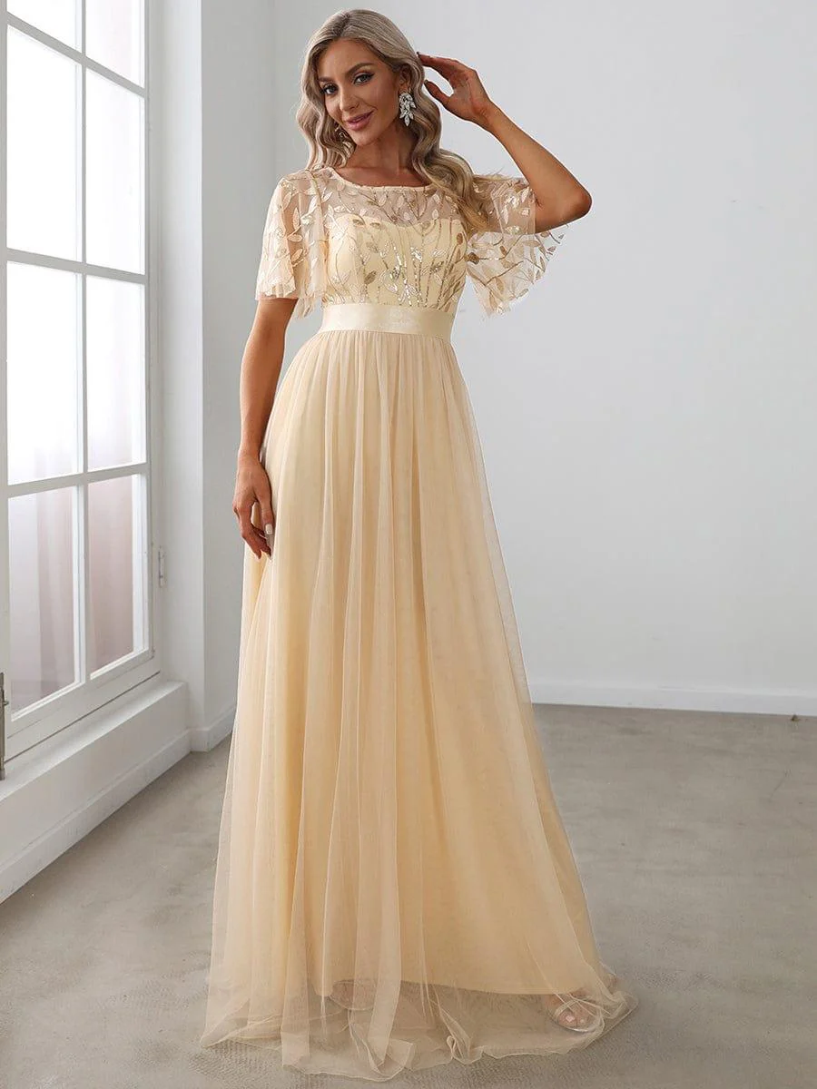 ever SAPHIR|Women's A-Line Short Sleeve Embroidery Floor Length Wedding Guest Dresses - Image 20