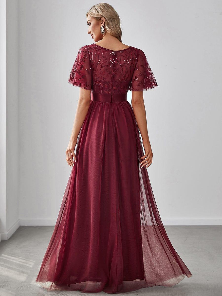 ever SAPHIR|Women's A-Line Short Sleeve Embroidery Floor Length Wedding Guest Dresses - Image 3
