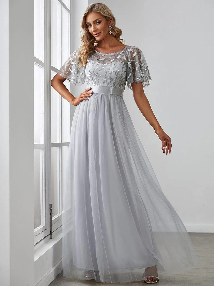 ever SAPHIR|Women's A-Line Short Sleeve Embroidery Floor Length Wedding Guest Dresses - Image 33