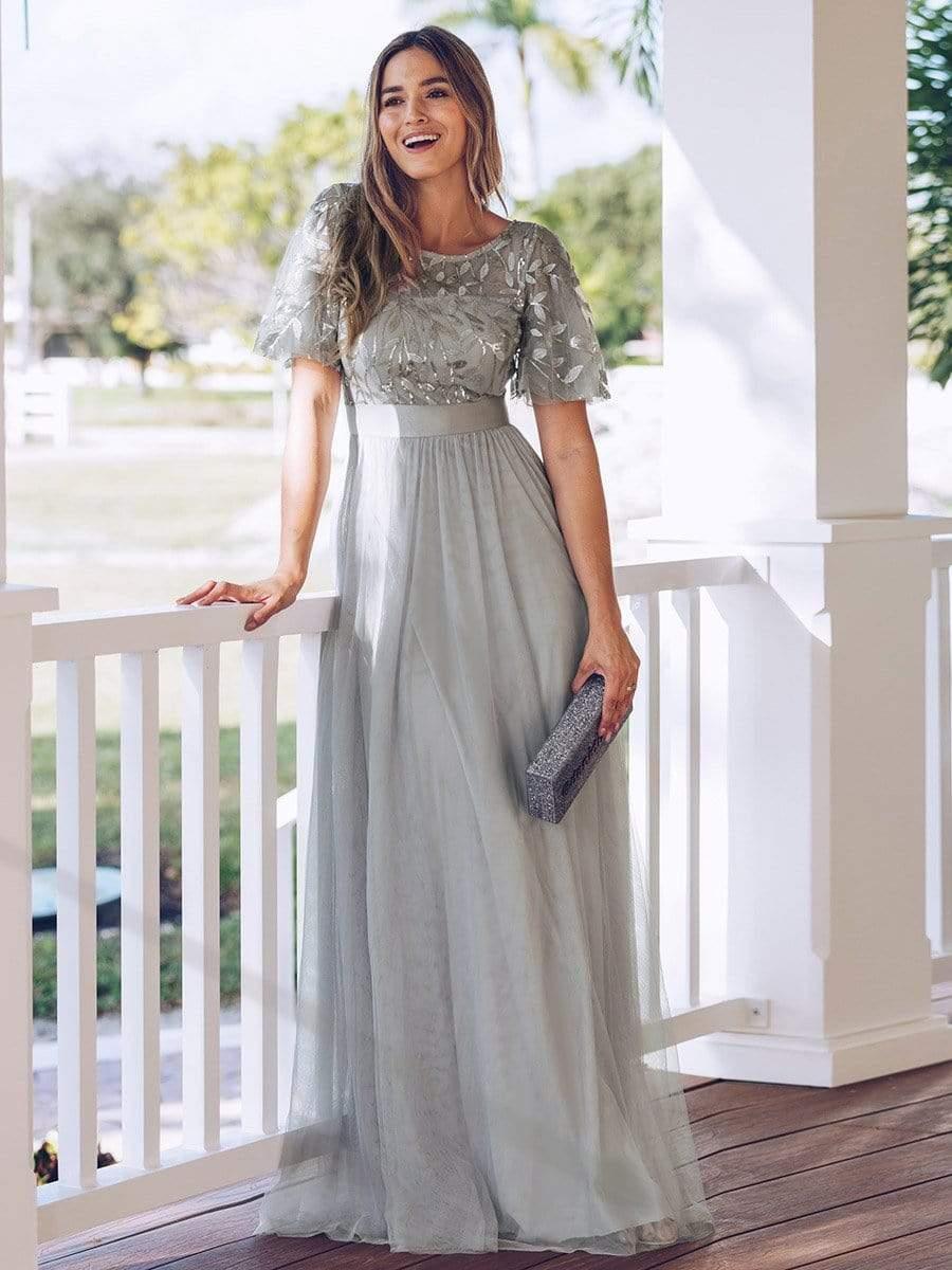 ever SAPHIR|Women's A-Line Short Sleeve Embroidery Floor Length Wedding Guest Dresses - Image 36