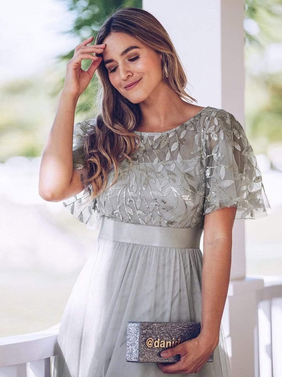 ever SAPHIR|Women's A-Line Short Sleeve Embroidery Floor Length Wedding Guest Dresses - Image 37
