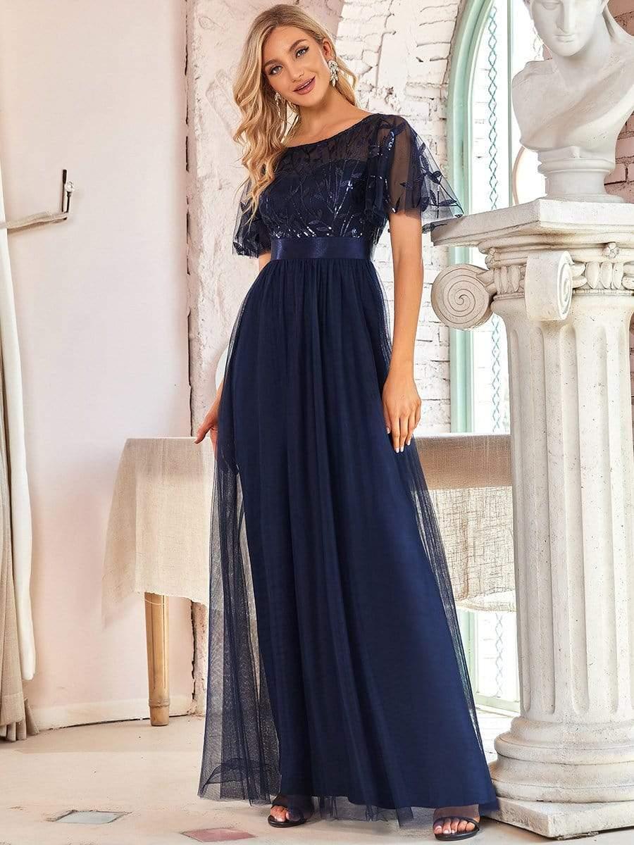 ever SAPHIR|Women's A-Line Short Sleeve Embroidery Floor Length Wedding Guest Dresses - Image 42