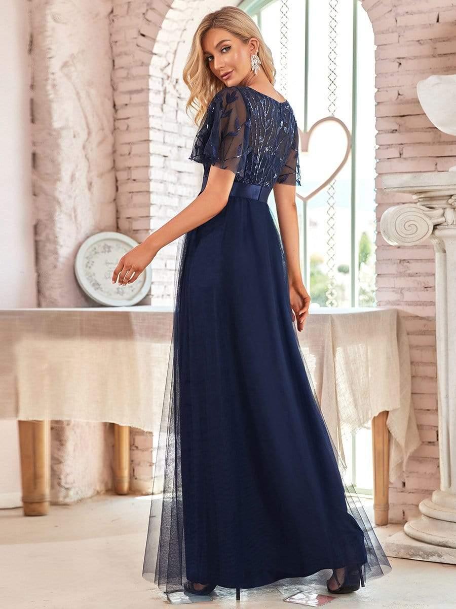 ever SAPHIR|Women's A-Line Short Sleeve Embroidery Floor Length Wedding Guest Dresses - Image 43