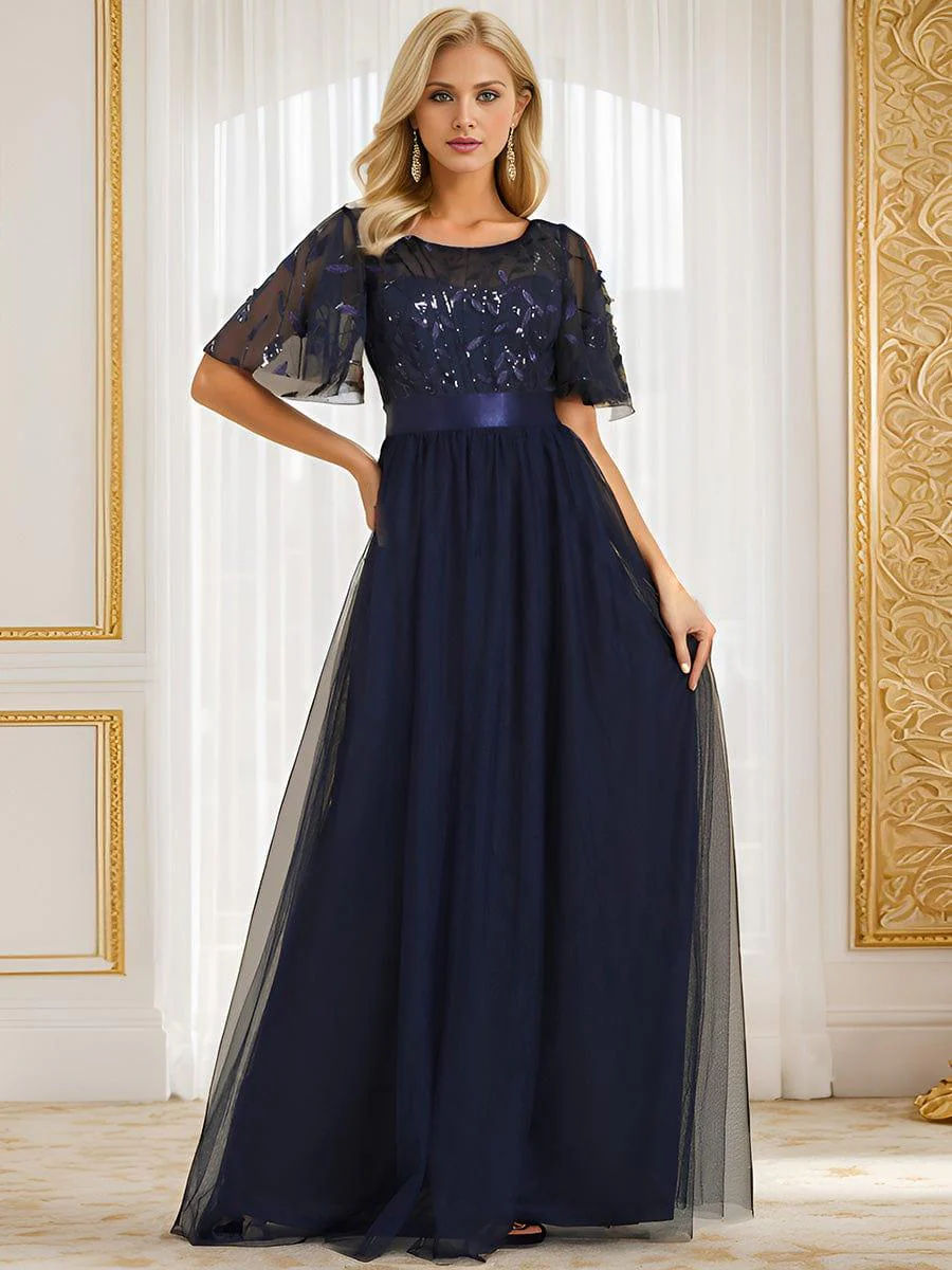 ever SAPHIR|Women's A-Line Short Sleeve Embroidery Floor Length Wedding Guest Dresses - Image 45