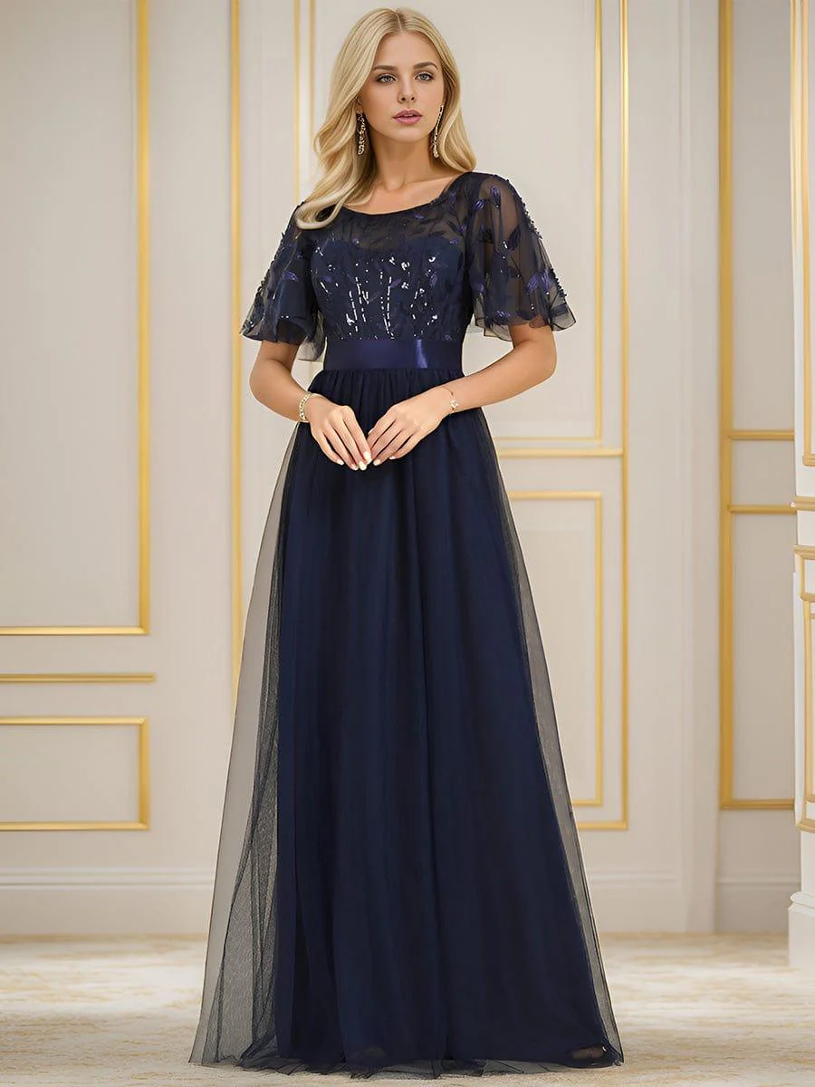 ever SAPHIR|Women's A-Line Short Sleeve Embroidery Floor Length Wedding Guest Dresses - Image 48