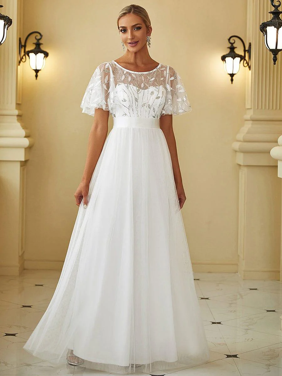 ever SAPHIR|Women's A-Line Short Sleeve Embroidery Floor Length Wedding Guest Dresses - Image 5