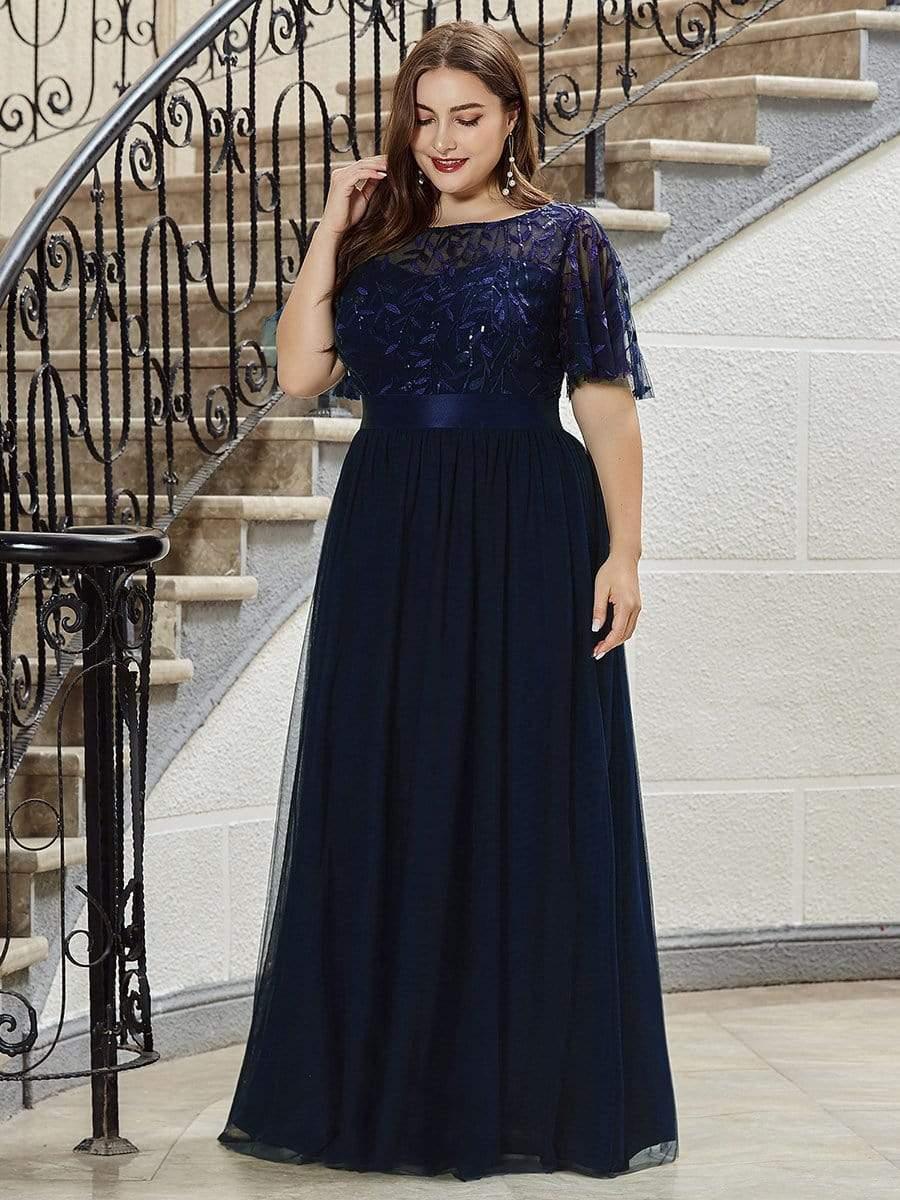 ever SAPHIR|Women's A-Line Short Sleeve Embroidery Floor Length Wedding Guest Dresses - Image 50