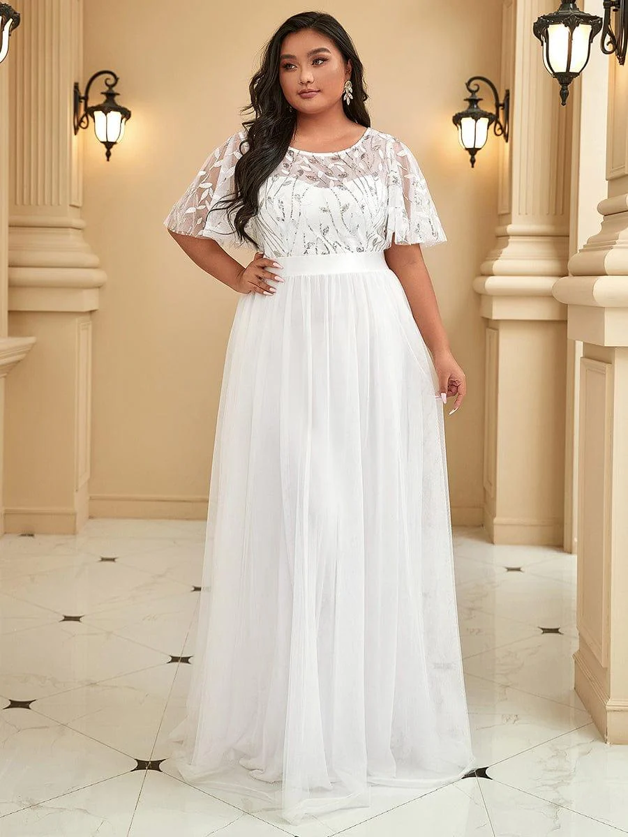 ever SAPHIR|Women's A-Line Short Sleeve Embroidery Floor Length Wedding Guest Dresses - Image 56