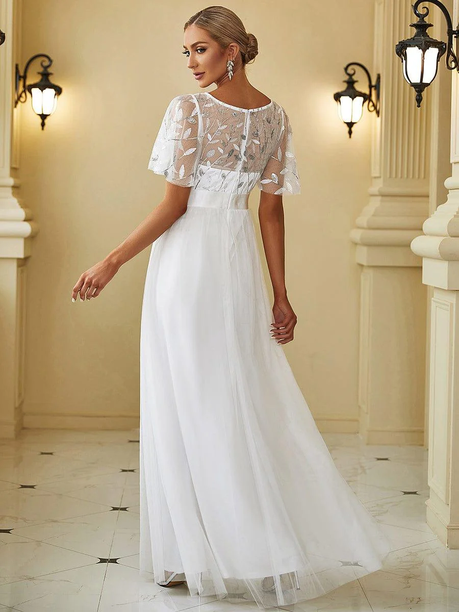 ever SAPHIR|Women's A-Line Short Sleeve Embroidery Floor Length Wedding Guest Dresses - Image 6