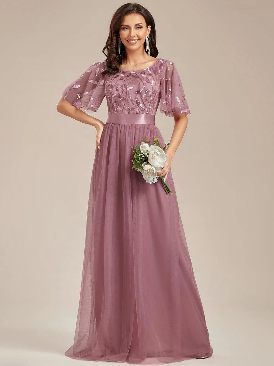 ever SAPHIR|Women's A-Line Short Sleeve Embroidery Floor Length Wedding Guest Dresses - Image 60