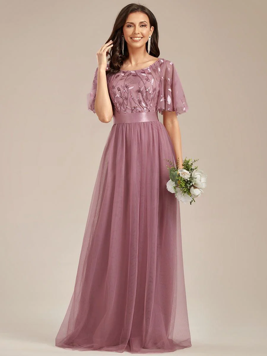 ever SAPHIR|Women's A-Line Short Sleeve Embroidery Floor Length Wedding Guest Dresses - Image 62