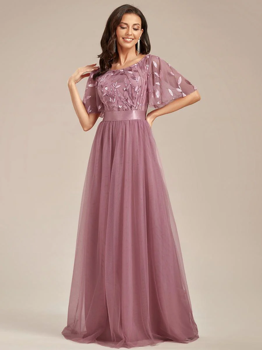 ever SAPHIR|Women's A-Line Short Sleeve Embroidery Floor Length Wedding Guest Dresses - Image 63