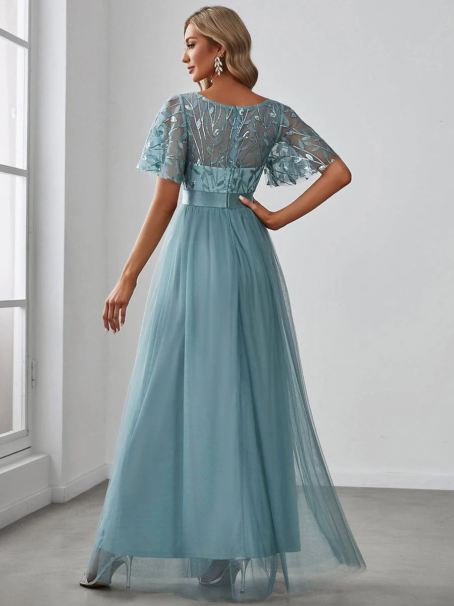 ever SAPHIR|Women's A-Line Short Sleeve Embroidery Floor Length Wedding Guest Dresses - Image 75