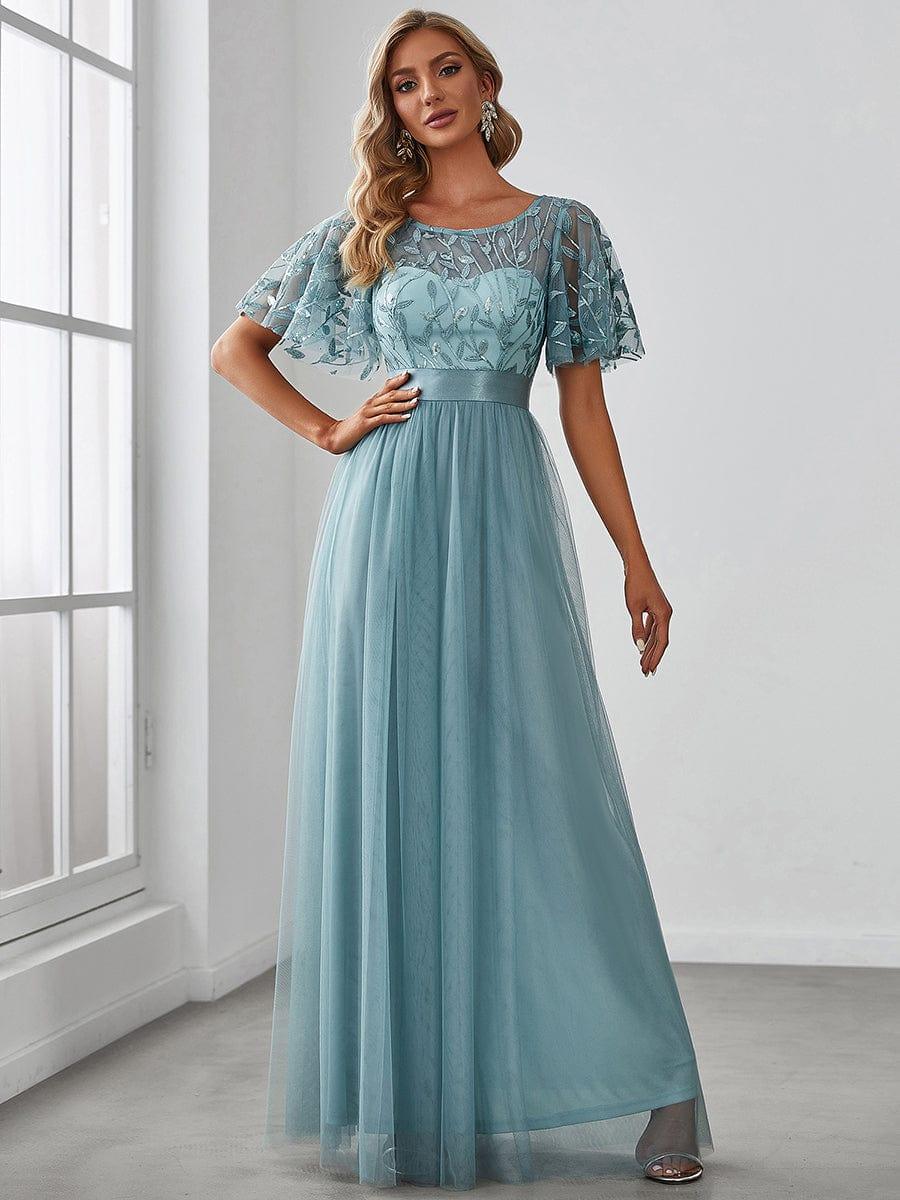 ever SAPHIR|Women's A-Line Short Sleeve Embroidery Floor Length Wedding Guest Dresses - Image 77