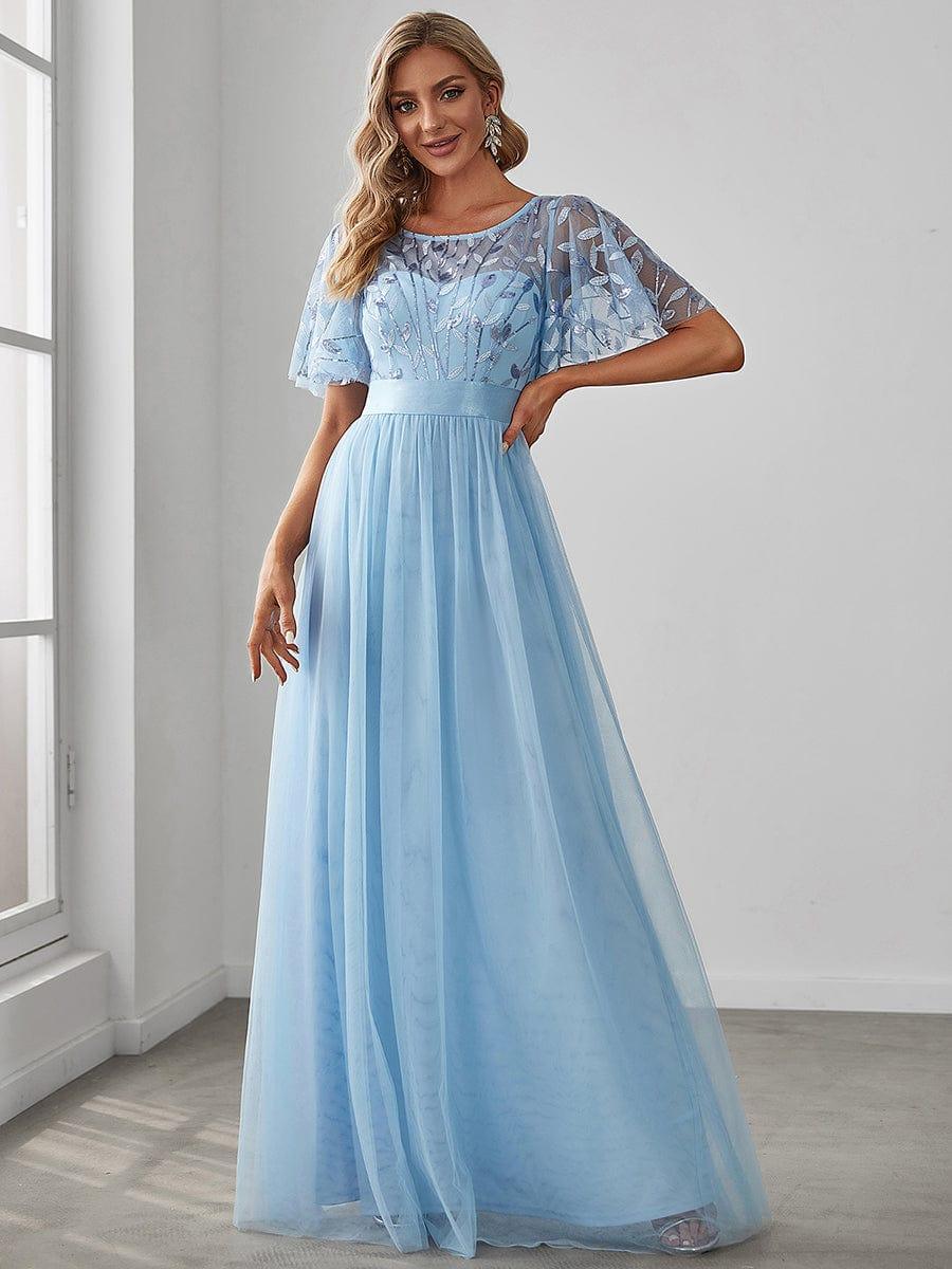 ever SAPHIR|Women's A-Line Short Sleeve Embroidery Floor Length Wedding Guest Dresses - Image 8