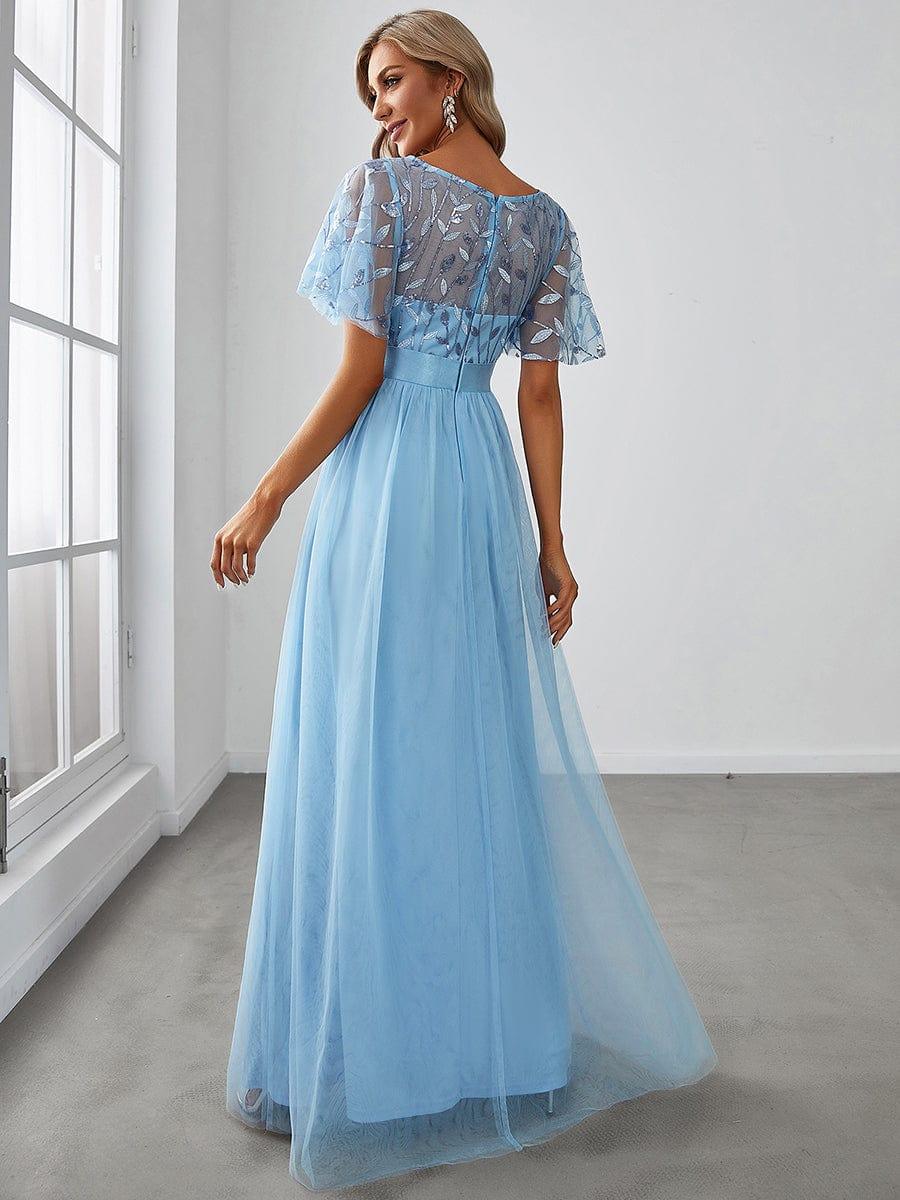 ever SAPHIR|Women's A-Line Short Sleeve Embroidery Floor Length Wedding Guest Dresses - Image 9