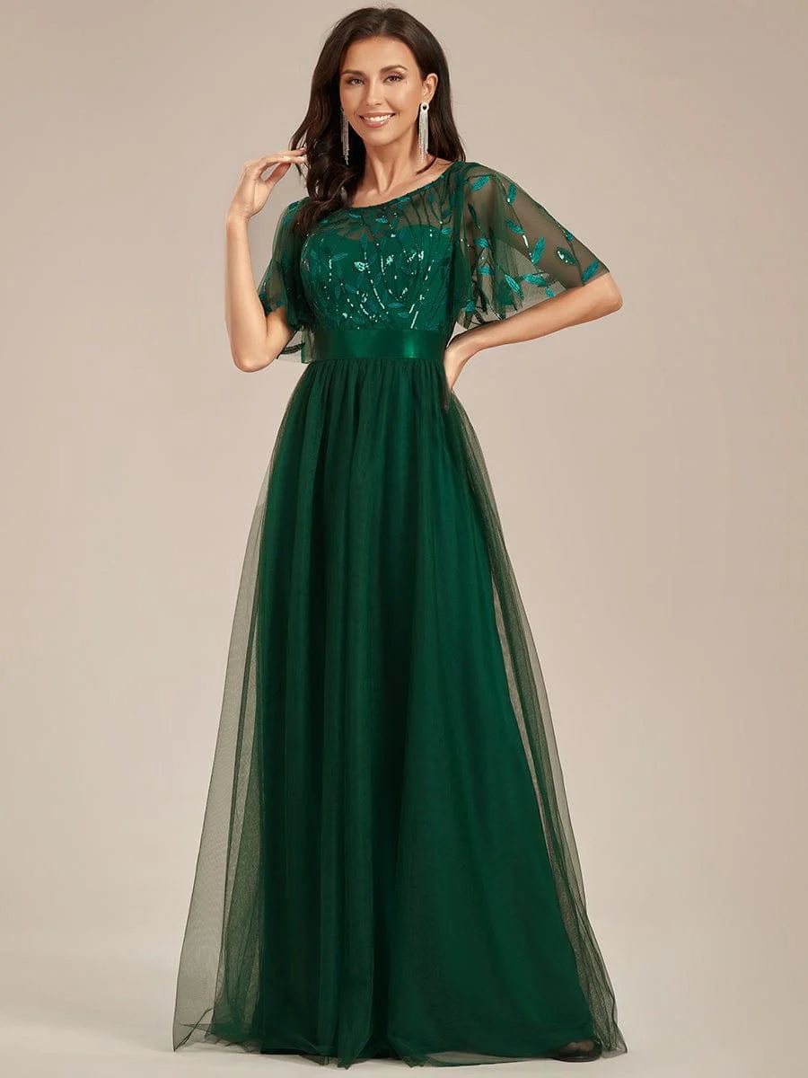 ever SAPHIR|Women's A-Line Short Sleeve Embroidery Floor Length Wedding Guest Dresses - Image 93