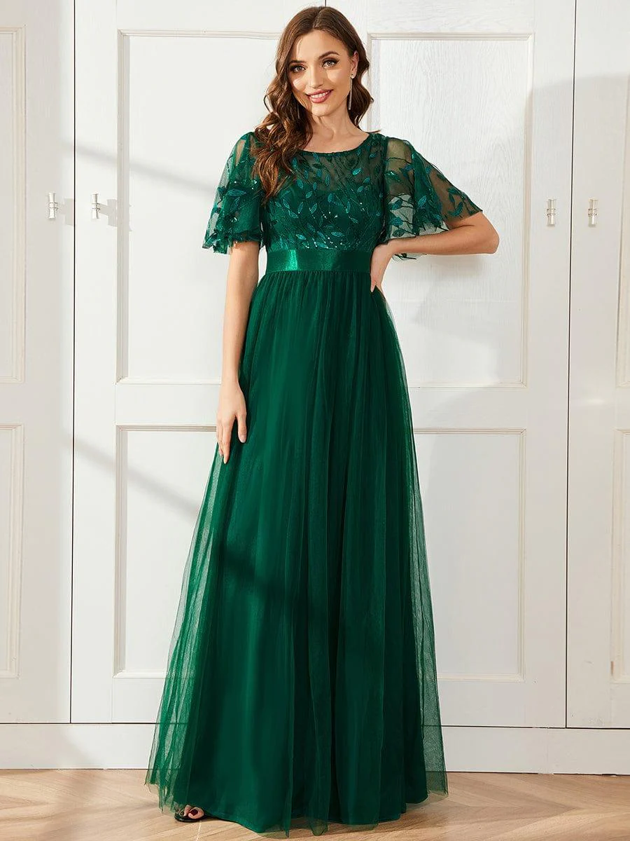 ever SAPHIR|Women's A-Line Short Sleeve Embroidery Floor Length Wedding Guest Dresses - Image 97