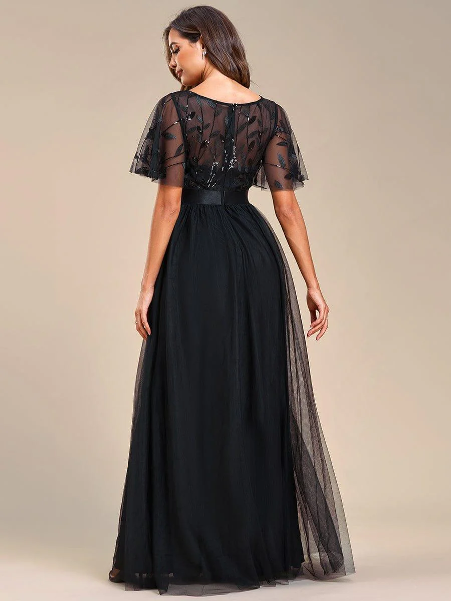 ever SAPHIR|Women's A-Line Short Sleeve Embroidery Floor Length Wedding Dresses - Image 11