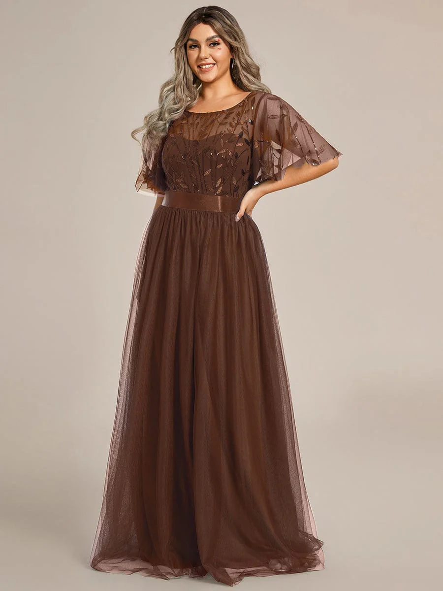 ever SAPHIR|Women's A-Line Short Sleeve Embroidery Floor Length Wedding Dresses - Image 24
