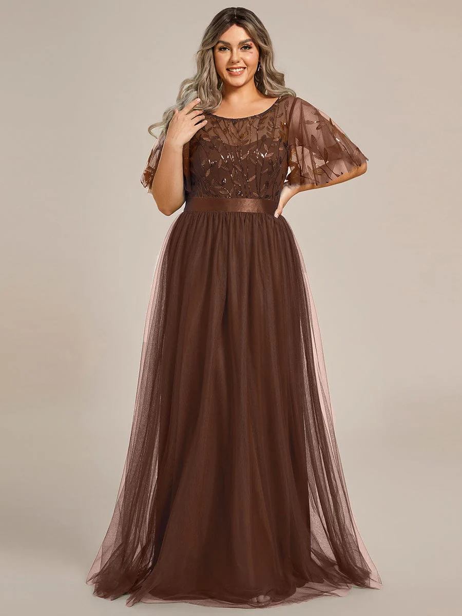 ever SAPHIR|Women's A-Line Short Sleeve Embroidery Floor Length Wedding Dresses - Image 25