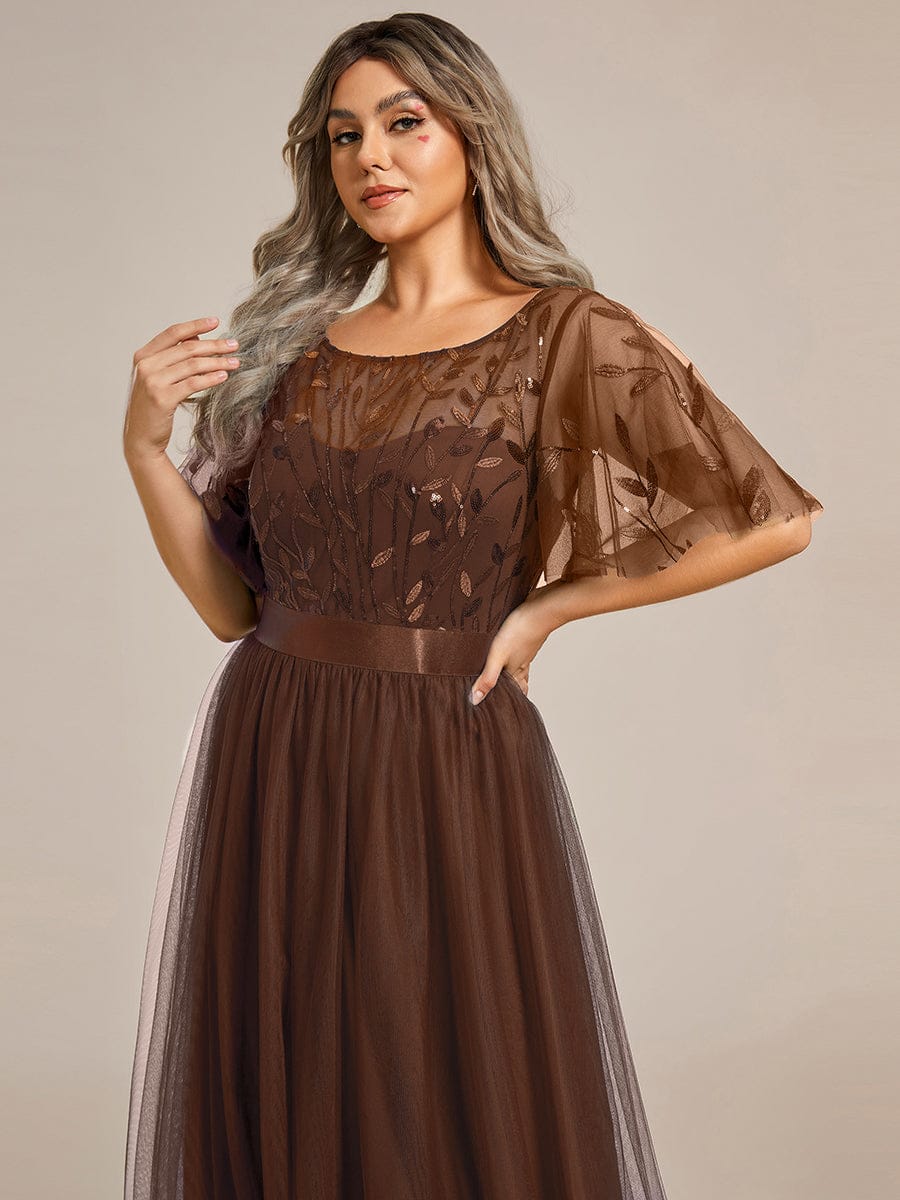 ever SAPHIR|Women's A-Line Short Sleeve Embroidery Floor Length Wedding Dresses - Image 26