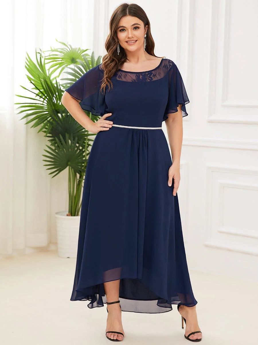 Women's Casual Boat Neck A-Line Midi Dress with Irregular Hem(Final Sale) - Image 45
