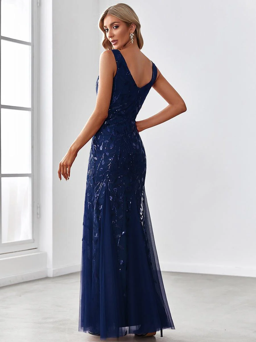 ever ORIEL|Women's Double V-Neck Fishtail Sequins Wedding Guest Dress - Image 4