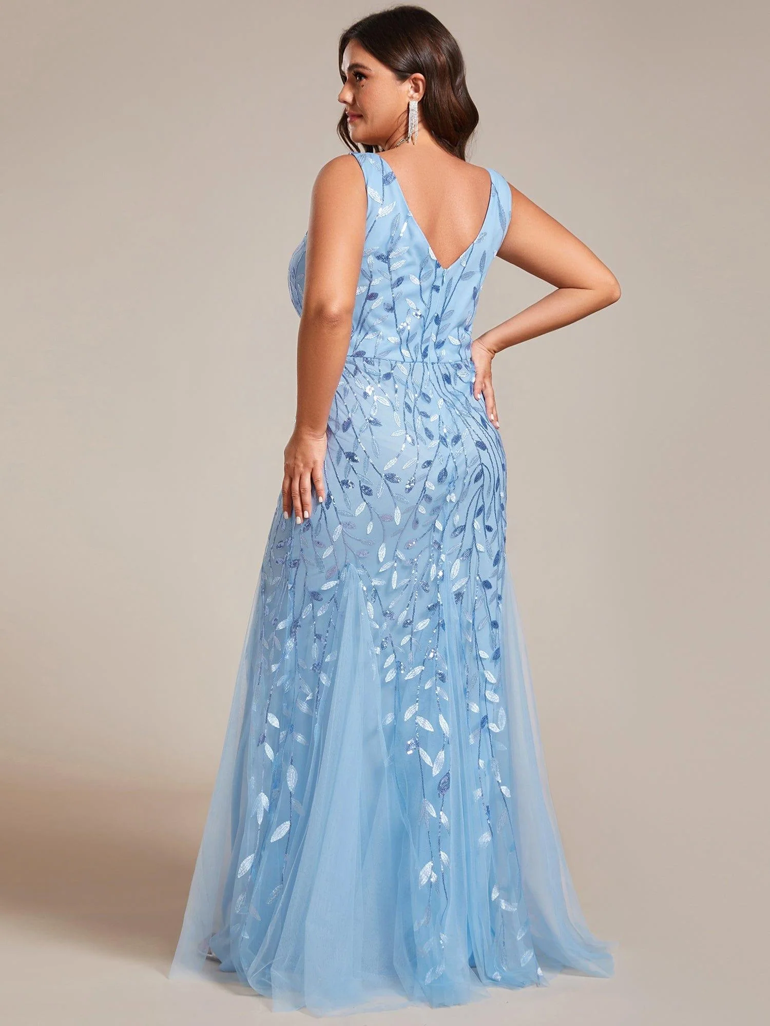 ever ORIEL|Women's Double V-Neck Fishtail Sequins Wedding Guest Dress - Image 66