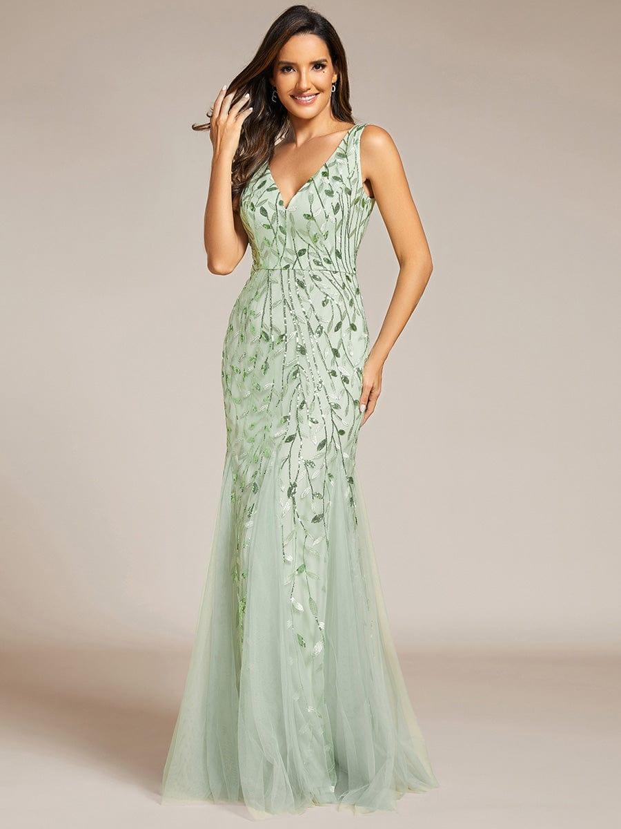 ever ORIEL|Women's Double V-Neck Fishtail Sequins Evening Dress - Image 105