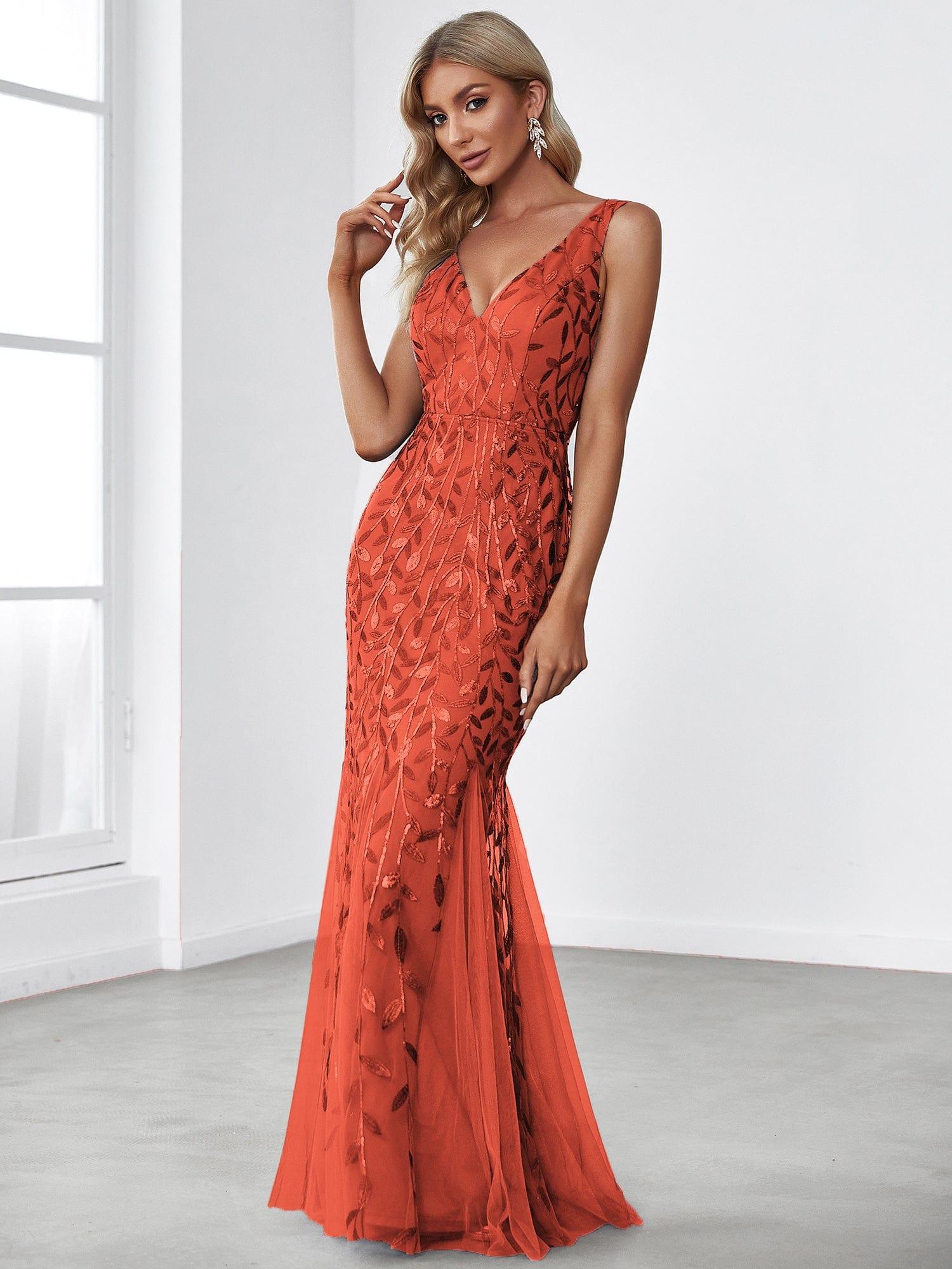 ever ORIEL|Women's Double V-Neck Fishtail Sequins Evening Dress - Image 11