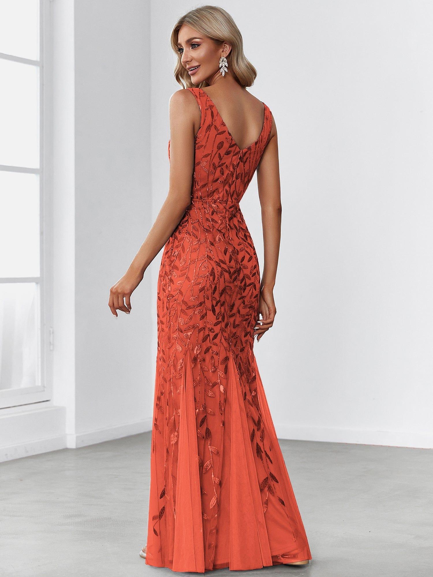 ever ORIEL|Women's Double V-Neck Fishtail Sequins Evening Dress - Image 12