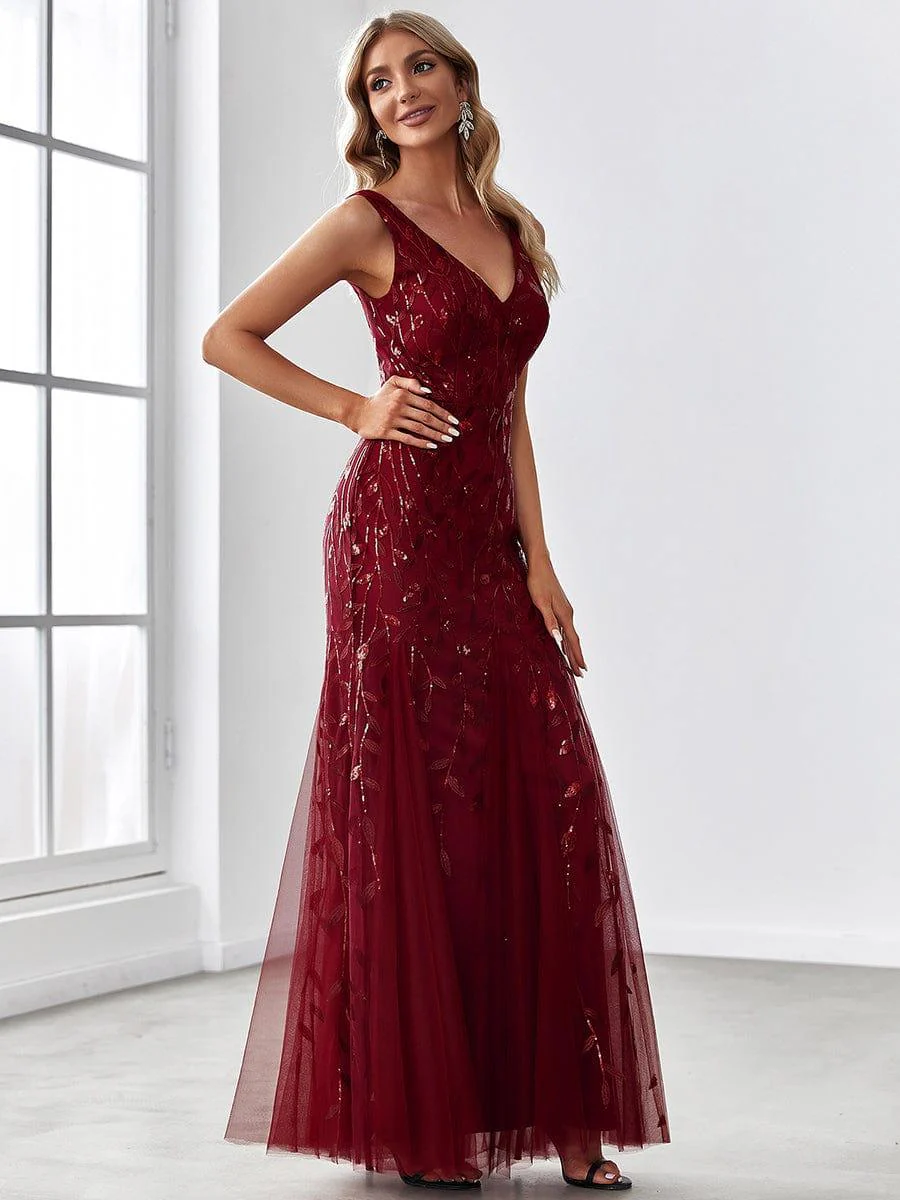ever ORIEL|Women's Double V-Neck Fishtail Sequins Evening Dress - Image 37