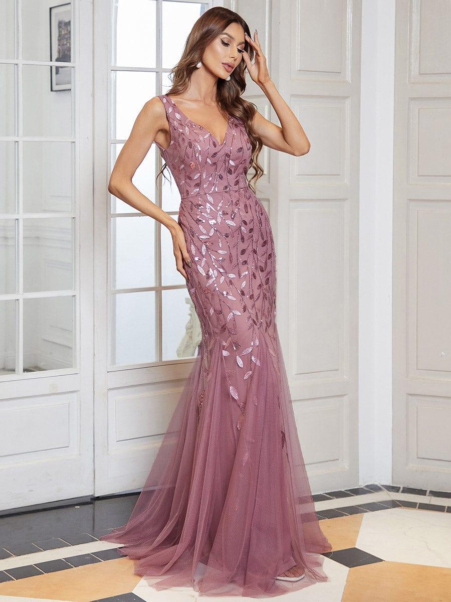 ever ORIEL|Women's Double V-Neck Fishtail Sequins Evening Dress - Image 4