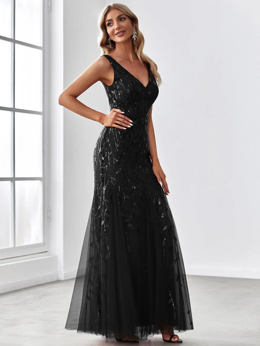 ever ORIEL|Women's Double V-Neck Fishtail Sequins Evening Dress - Image 46
