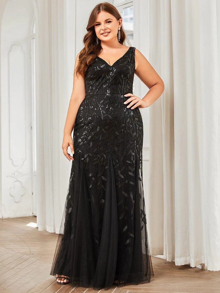 ever ORIEL|Women's Double V-Neck Fishtail Sequins Evening Dress - Image 48