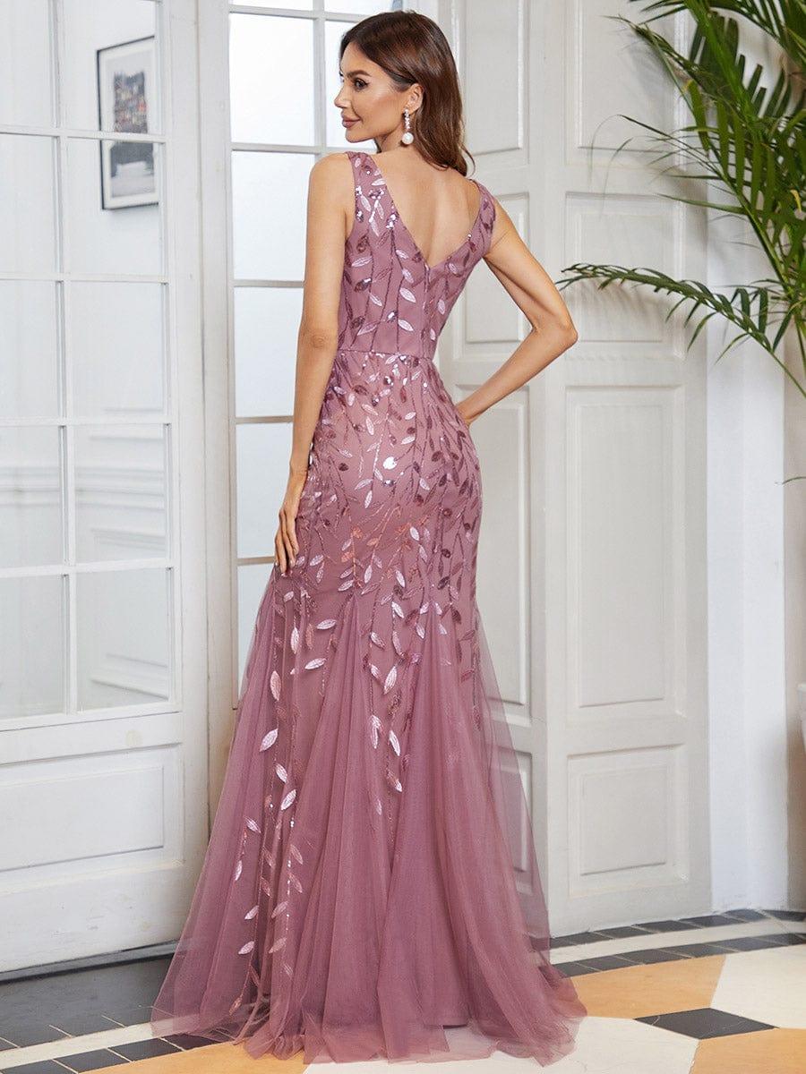 ever ORIEL|Women's Double V-Neck Fishtail Sequins Evening Dress - Image 5
