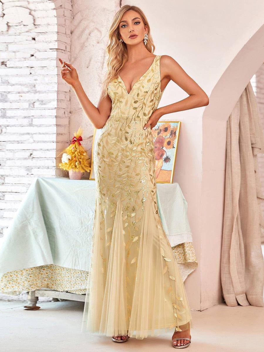 ever ORIEL|Women's Double V-Neck Fishtail Sequins Evening Dress - Image 59