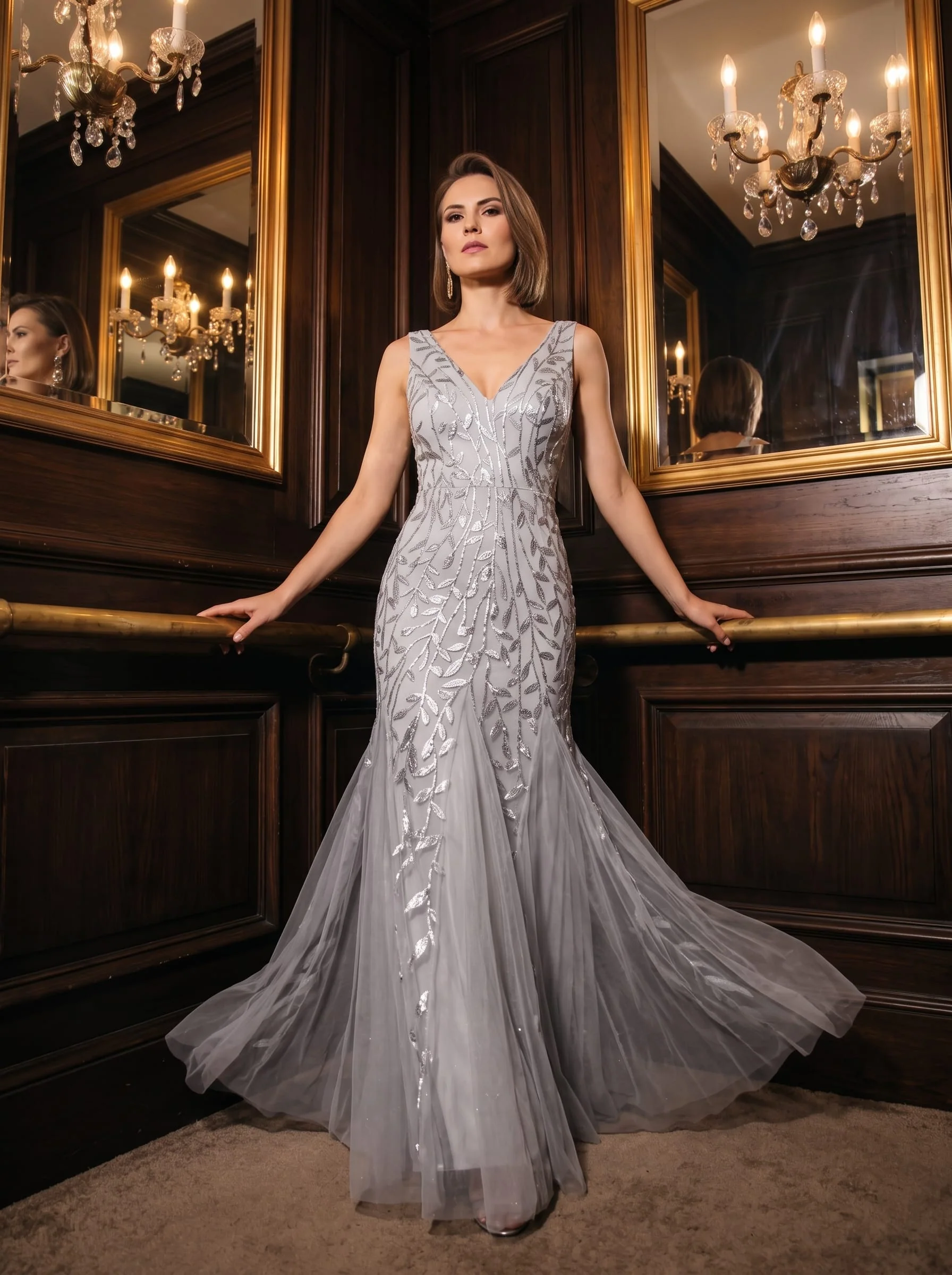 ever ORIEL|Women's Double V-Neck Fishtail Sequins Evening Dress - Image 8